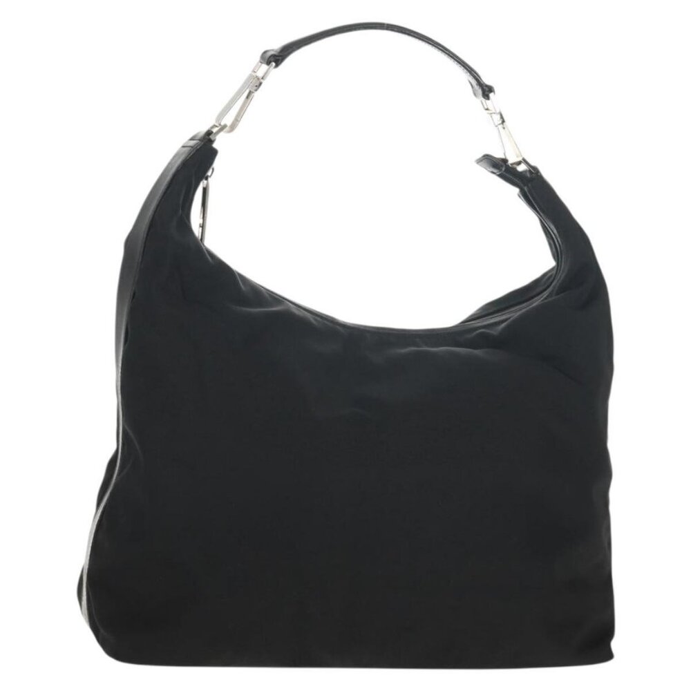 Authentic GUCCI Shoulder Bag Nylon Leather Black Silver 001 1955